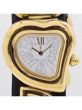 Saint Laurent Yves Quartz Heart Motif White Dial Watch Kut
